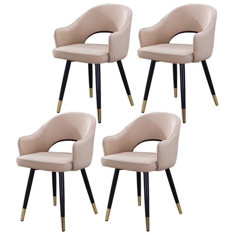 Home Scandinavian Arm Chair Upholstered Open Back Metal Dining Room Chair Beige 4 Piece Set Brass Gold Clearhalo ' kitchen&dining_furn' 'Dining Chairs' 'Dining Tables & Seating' 'dining_chair' 'furn' 'furn_dining_chair' 'Furniture' 'furniture_dining_chair' 'Kitchen & Dining Furniture' 'kitchen' 3847020