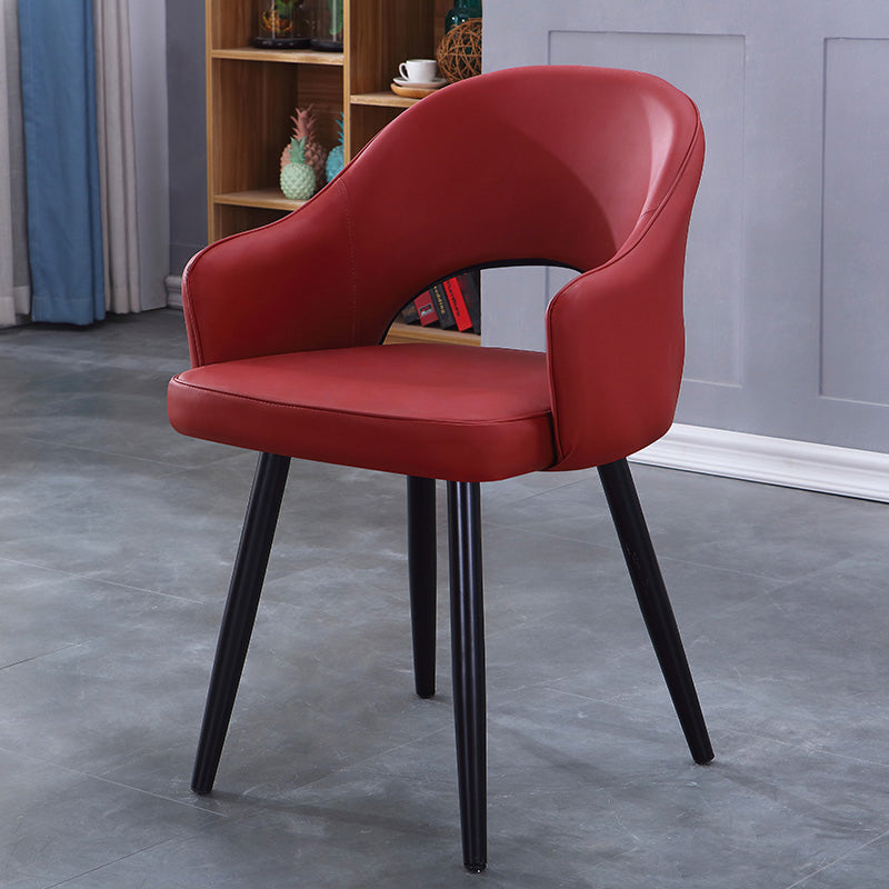 Home Scandinavian Arm Chair Upholstered Open Back Metal Dining Room Chair Burgundy 1 Piece Black Clearhalo ' kitchen&dining_furn' 'Dining Chairs' 'Dining Tables & Seating' 'dining_chair' 'furn' 'furn_dining_chair' 'Furniture' 'furniture_dining_chair' 'Kitchen & Dining Furniture' 'kitchen' 3847021