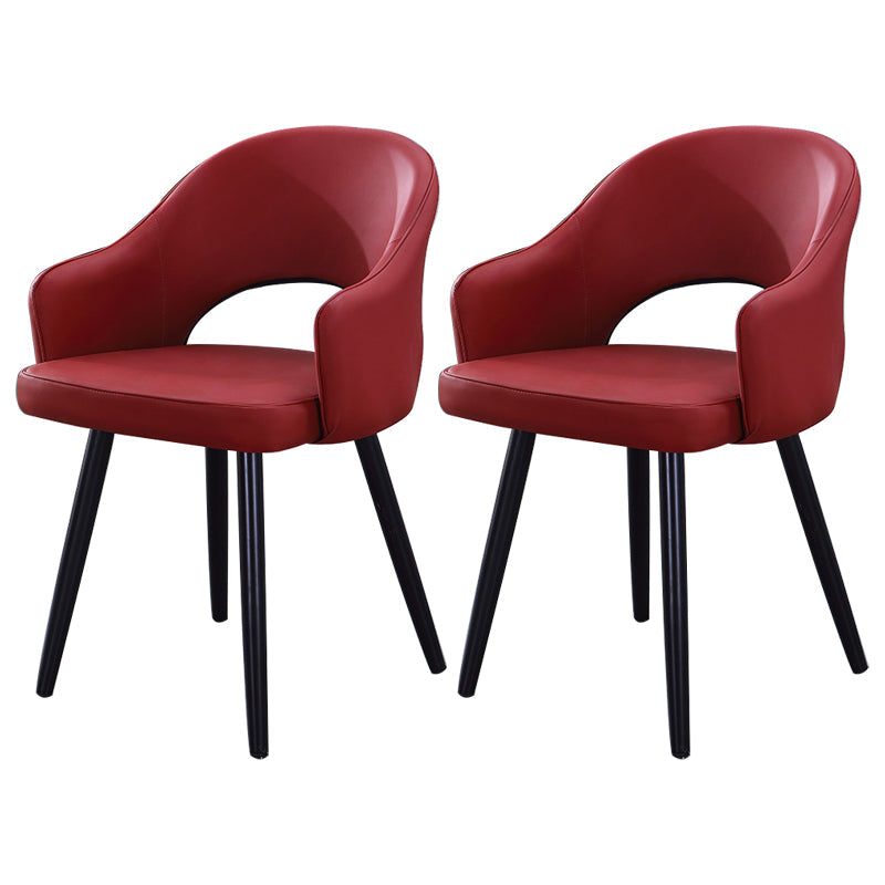 Home Scandinavian Arm Chair Upholstered Open Back Metal Dining Room Chair Burgundy 2 Piece Set Black Clearhalo ' kitchen&dining_furn' 'Dining Chairs' 'Dining Tables & Seating' 'dining_chair' 'furn' 'furn_dining_chair' 'Furniture' 'furniture_dining_chair' 'Kitchen & Dining Furniture' 'kitchen' 3847022