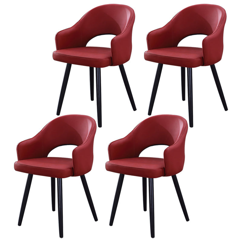 Home Scandinavian Arm Chair Upholstered Open Back Metal Dining Room Chair Burgundy 4 Piece Set Black Clearhalo ' kitchen&dining_furn' 'Dining Chairs' 'Dining Tables & Seating' 'dining_chair' 'furn' 'furn_dining_chair' 'Furniture' 'furniture_dining_chair' 'Kitchen & Dining Furniture' 'kitchen' 3847023