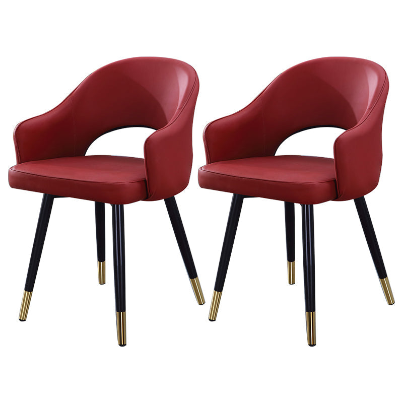 Home Scandinavian Arm Chair Upholstered Open Back Metal Dining Room Chair Burgundy 2 Piece Set Brass Gold Clearhalo ' kitchen&dining_furn' 'Dining Chairs' 'Dining Tables & Seating' 'dining_chair' 'furn' 'furn_dining_chair' 'Furniture' 'furniture_dining_chair' 'Kitchen & Dining Furniture' 'kitchen' 3847025