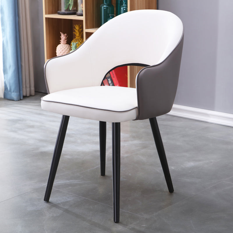 Home Scandinavian Arm Chair Upholstered Open Back Metal Dining Room Chair White-Gray 1 Piece Black Clearhalo ' kitchen&dining_furn' 'Dining Chairs' 'Dining Tables & Seating' 'dining_chair' 'furn' 'furn_dining_chair' 'Furniture' 'furniture_dining_chair' 'Kitchen & Dining Furniture' 'kitchen' 3847027