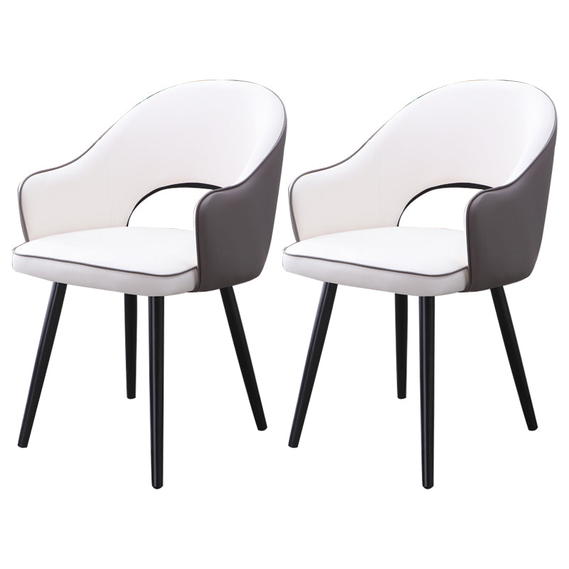 Home Scandinavian Arm Chair Upholstered Open Back Metal Dining Room Chair White-Gray 2 Piece Set Black Clearhalo ' kitchen&dining_furn' 'Dining Chairs' 'Dining Tables & Seating' 'dining_chair' 'furn' 'furn_dining_chair' 'Furniture' 'furniture_dining_chair' 'Kitchen & Dining Furniture' 'kitchen' 3847028