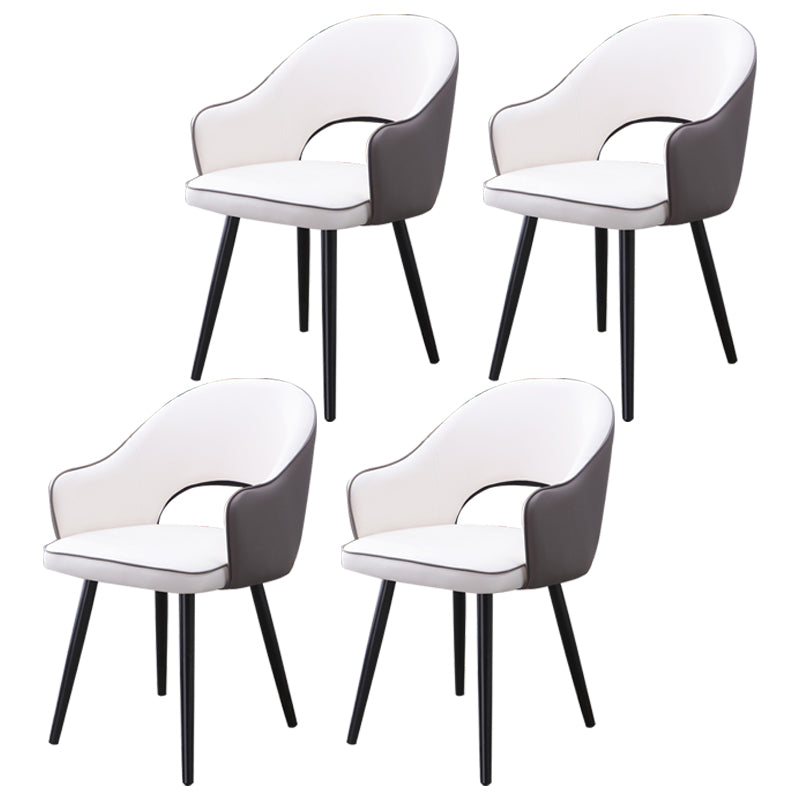Home Scandinavian Arm Chair Upholstered Open Back Metal Dining Room Chair White-Gray 4 Piece Set Black Clearhalo ' kitchen&dining_furn' 'Dining Chairs' 'Dining Tables & Seating' 'dining_chair' 'furn' 'furn_dining_chair' 'Furniture' 'furniture_dining_chair' 'Kitchen & Dining Furniture' 'kitchen' 3847029