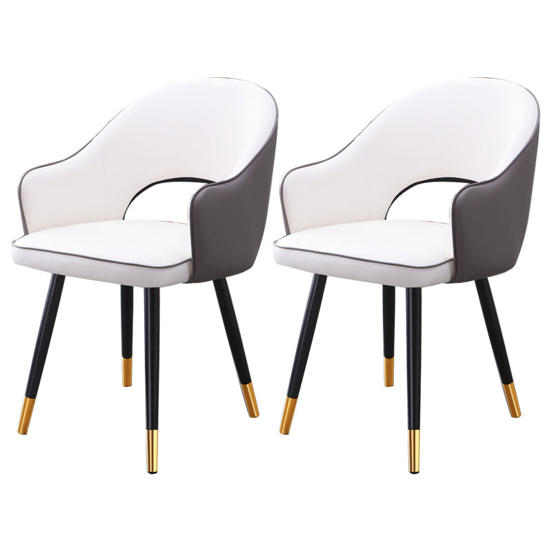 Home Scandinavian Arm Chair Upholstered Open Back Metal Dining Room Chair White-Gray 2 Piece Set Brass Gold Clearhalo ' kitchen&dining_furn' 'Dining Chairs' 'Dining Tables & Seating' 'dining_chair' 'furn' 'furn_dining_chair' 'Furniture' 'furniture_dining_chair' 'Kitchen & Dining Furniture' 'kitchen' 3847031