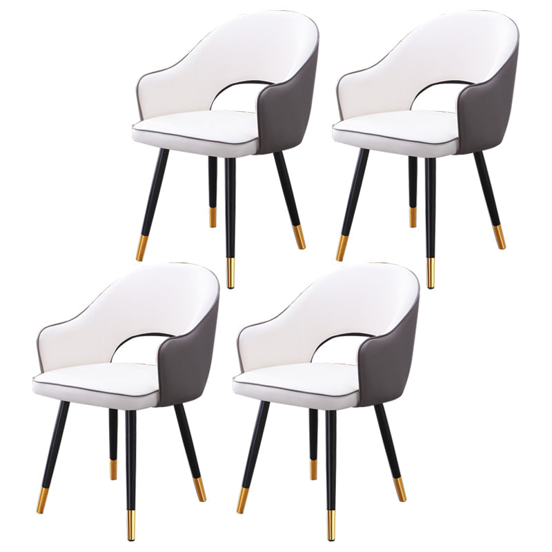 Home Scandinavian Arm Chair Upholstered Open Back Metal Dining Room Chair White-Gray 4 Piece Set Brass Gold Clearhalo ' kitchen&dining_furn' 'Dining Chairs' 'Dining Tables & Seating' 'dining_chair' 'furn' 'furn_dining_chair' 'Furniture' 'furniture_dining_chair' 'Kitchen & Dining Furniture' 'kitchen' 3847032