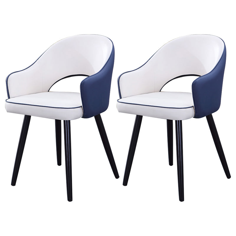 Home Scandinavian Arm Chair Upholstered Open Back Metal Dining Room Chair White-Blue 2 Piece Set Black Clearhalo ' kitchen&dining_furn' 'Dining Chairs' 'Dining Tables & Seating' 'dining_chair' 'furn' 'furn_dining_chair' 'Furniture' 'furniture_dining_chair' 'Kitchen & Dining Furniture' 'kitchen' 3847034
