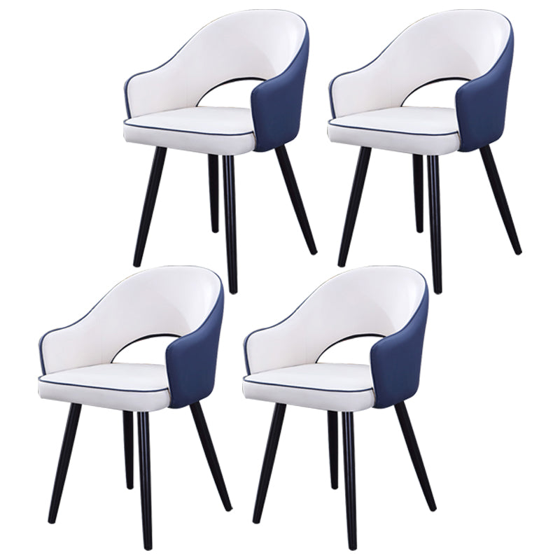 Home Scandinavian Arm Chair Upholstered Open Back Metal Dining Room Chair White-Blue 4 Piece Set Black Clearhalo ' kitchen&dining_furn' 'Dining Chairs' 'Dining Tables & Seating' 'dining_chair' 'furn' 'furn_dining_chair' 'Furniture' 'furniture_dining_chair' 'Kitchen & Dining Furniture' 'kitchen' 3847035