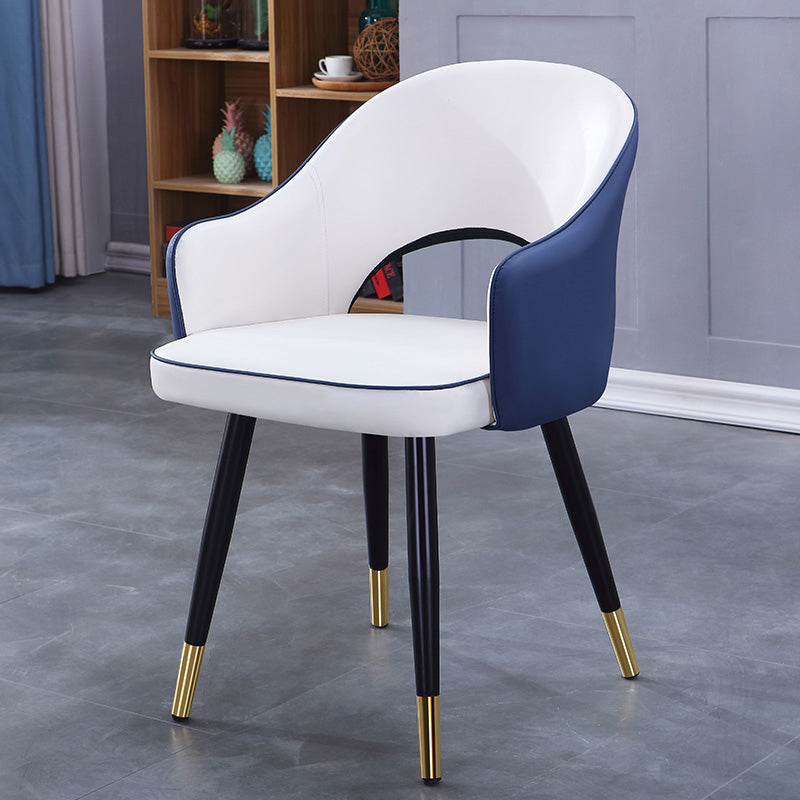 Home Scandinavian Arm Chair Upholstered Open Back Metal Dining Room Chair White-Blue 1 Piece Brass Gold Clearhalo ' kitchen&dining_furn' 'Dining Chairs' 'Dining Tables & Seating' 'dining_chair' 'furn' 'furn_dining_chair' 'Furniture' 'furniture_dining_chair' 'Kitchen & Dining Furniture' 'kitchen' 3847036