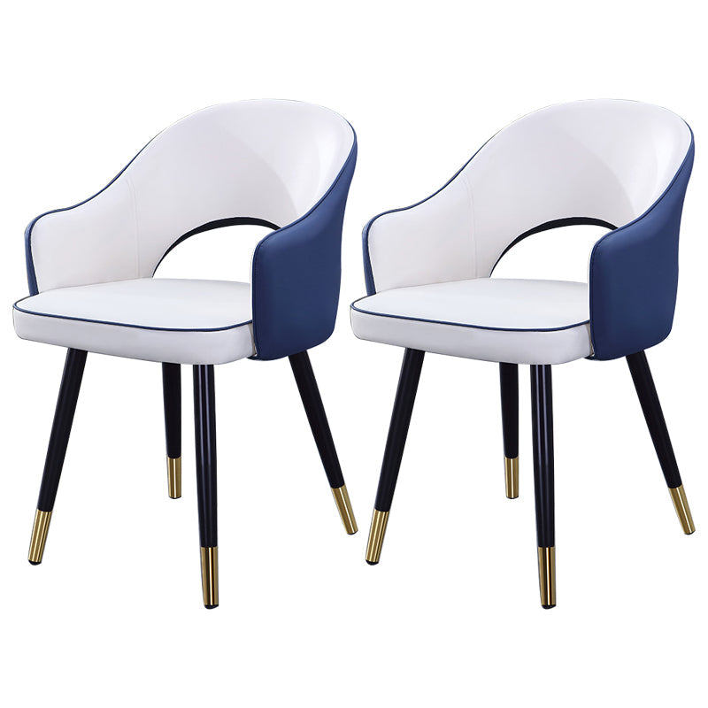 Home Scandinavian Arm Chair Upholstered Open Back Metal Dining Room Chair White-Blue 2 Piece Set Brass Gold Clearhalo ' kitchen&dining_furn' 'Dining Chairs' 'Dining Tables & Seating' 'dining_chair' 'furn' 'furn_dining_chair' 'Furniture' 'furniture_dining_chair' 'Kitchen & Dining Furniture' 'kitchen' 3847037