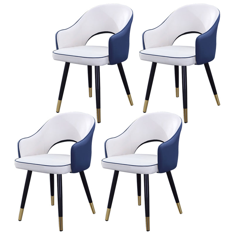 Home Scandinavian Arm Chair Upholstered Open Back Metal Dining Room Chair White-Blue 4 Piece Set Brass Gold Clearhalo ' kitchen&dining_furn' 'Dining Chairs' 'Dining Tables & Seating' 'dining_chair' 'furn' 'furn_dining_chair' 'Furniture' 'furniture_dining_chair' 'Kitchen & Dining Furniture' 'kitchen' 3847038