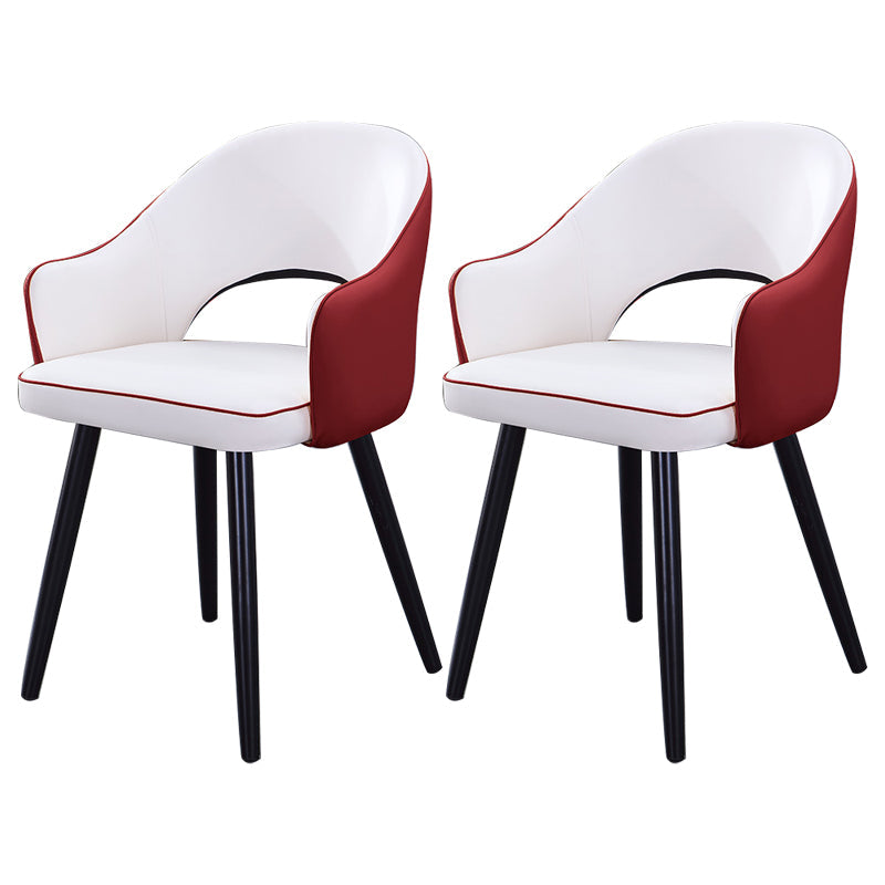 Home Scandinavian Arm Chair Upholstered Open Back Metal Dining Room Chair White-Red 2 Piece Set Black Clearhalo ' kitchen&dining_furn' 'Dining Chairs' 'Dining Tables & Seating' 'dining_chair' 'furn' 'furn_dining_chair' 'Furniture' 'furniture_dining_chair' 'Kitchen & Dining Furniture' 'kitchen' 3847040