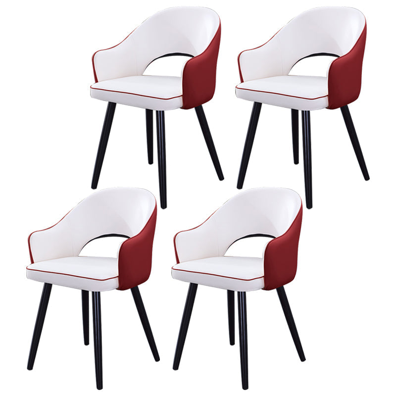 Home Scandinavian Arm Chair Upholstered Open Back Metal Dining Room Chair White-Red 4 Piece Set Black Clearhalo ' kitchen&dining_furn' 'Dining Chairs' 'Dining Tables & Seating' 'dining_chair' 'furn' 'furn_dining_chair' 'Furniture' 'furniture_dining_chair' 'Kitchen & Dining Furniture' 'kitchen' 3847041