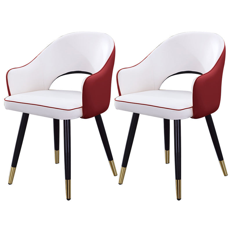 Home Scandinavian Arm Chair Upholstered Open Back Metal Dining Room Chair White-Red 2 Piece Set Brass Gold Clearhalo ' kitchen&dining_furn' 'Dining Chairs' 'Dining Tables & Seating' 'dining_chair' 'furn' 'furn_dining_chair' 'Furniture' 'furniture_dining_chair' 'Kitchen & Dining Furniture' 'kitchen' 3847043