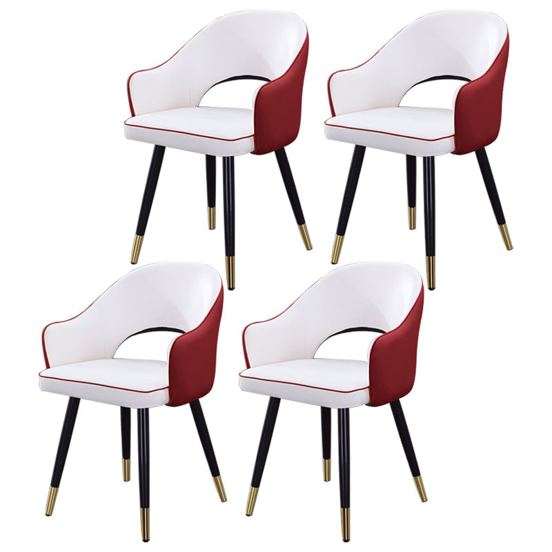 Home Scandinavian Arm Chair Upholstered Open Back Metal Dining Room Chair White-Red 4 Piece Set Brass Gold Clearhalo ' kitchen&dining_furn' 'Dining Chairs' 'Dining Tables & Seating' 'dining_chair' 'furn' 'furn_dining_chair' 'Furniture' 'furniture_dining_chair' 'Kitchen & Dining Furniture' 'kitchen' 3847044
