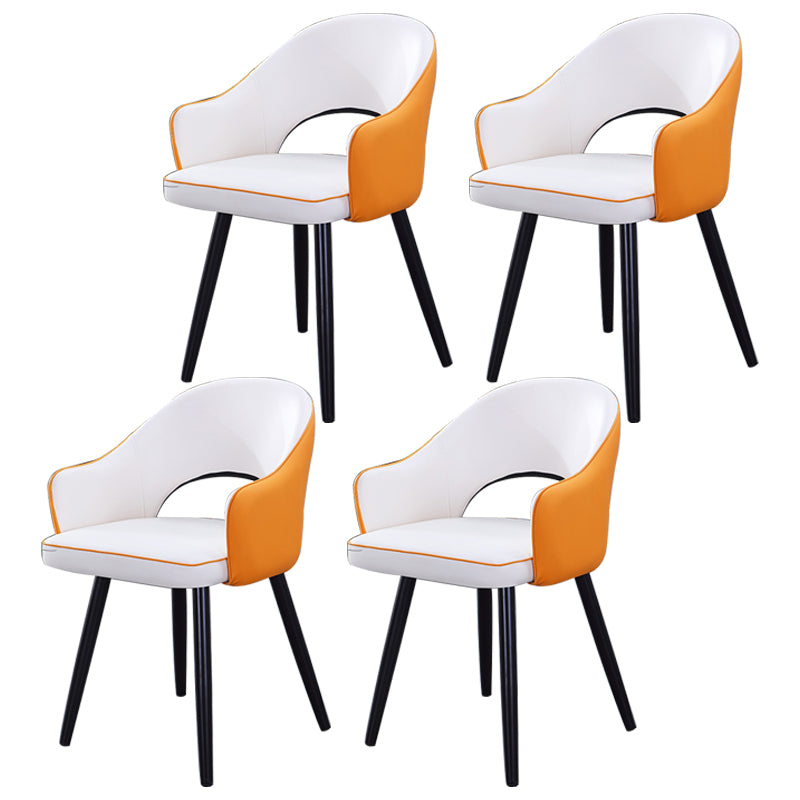 Home Scandinavian Arm Chair Upholstered Open Back Metal Dining Room Chair White-Yellow 4 Piece Set Black Clearhalo ' kitchen&dining_furn' 'Dining Chairs' 'Dining Tables & Seating' 'dining_chair' 'furn' 'furn_dining_chair' 'Furniture' 'furniture_dining_chair' 'Kitchen & Dining Furniture' 'kitchen' 3847047
