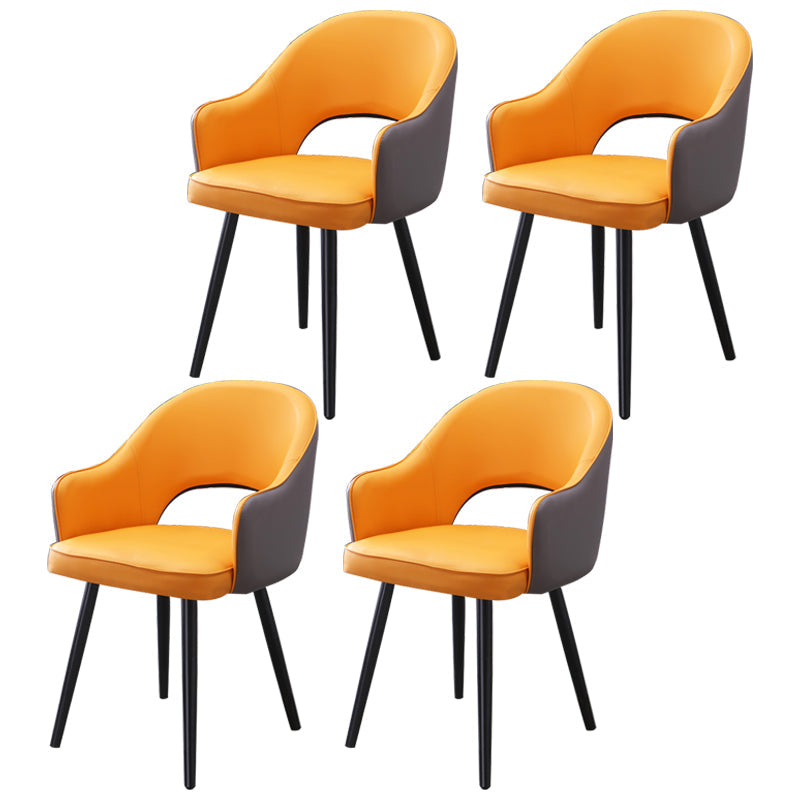 Home Scandinavian Arm Chair Upholstered Open Back Metal Dining Room Chair Orange 4 Piece Set Black Clearhalo ' kitchen&dining_furn' 'Dining Chairs' 'Dining Tables & Seating' 'dining_chair' 'furn' 'furn_dining_chair' 'Furniture' 'furniture_dining_chair' 'Kitchen & Dining Furniture' 'kitchen' 3847053