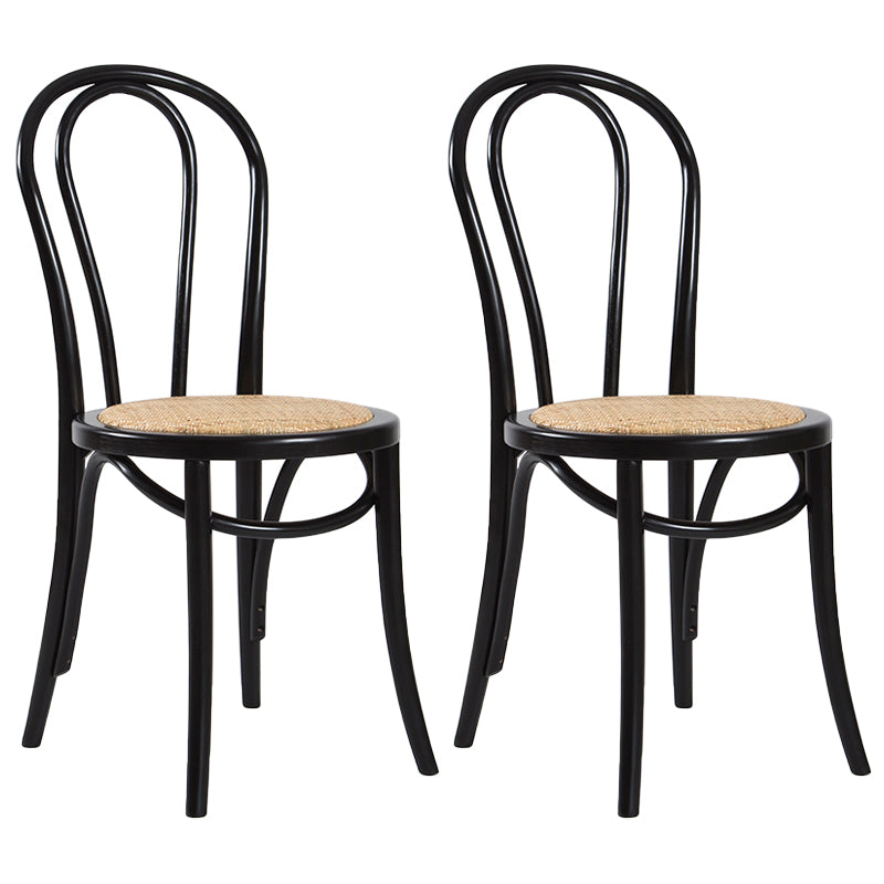 Contemporary Style Beech Wood Chiar Windsor Back Side Kitchen Dining Chair Black Wicker & Rattan 2 Piece Set Clearhalo ' kitchen&dining_furn' 'Dining Chairs' 'Dining Tables & Seating' 'dining_chair' 'furn' 'furn_dining_chair' 'Furniture' 'furniture_dining_chair' 'Kitchen & Dining Furniture' 'kitchen' 3847065