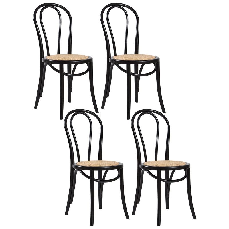 Contemporary Style Beech Wood Chiar Windsor Back Side Kitchen Dining Chair Black Wicker & Rattan 4 Piece Set Clearhalo ' kitchen&dining_furn' 'Dining Chairs' 'Dining Tables & Seating' 'dining_chair' 'furn' 'furn_dining_chair' 'Furniture' 'furniture_dining_chair' 'Kitchen & Dining Furniture' 'kitchen' 3847068