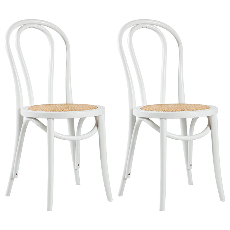 Contemporary Style Beech Wood Chiar Windsor Back Side Kitchen Dining Chair White Wicker & Rattan 2 Piece Set Clearhalo ' kitchen&dining_furn' 'Dining Chairs' 'Dining Tables & Seating' 'dining_chair' 'furn' 'furn_dining_chair' 'Furniture' 'furniture_dining_chair' 'Kitchen & Dining Furniture' 'kitchen' 3847078