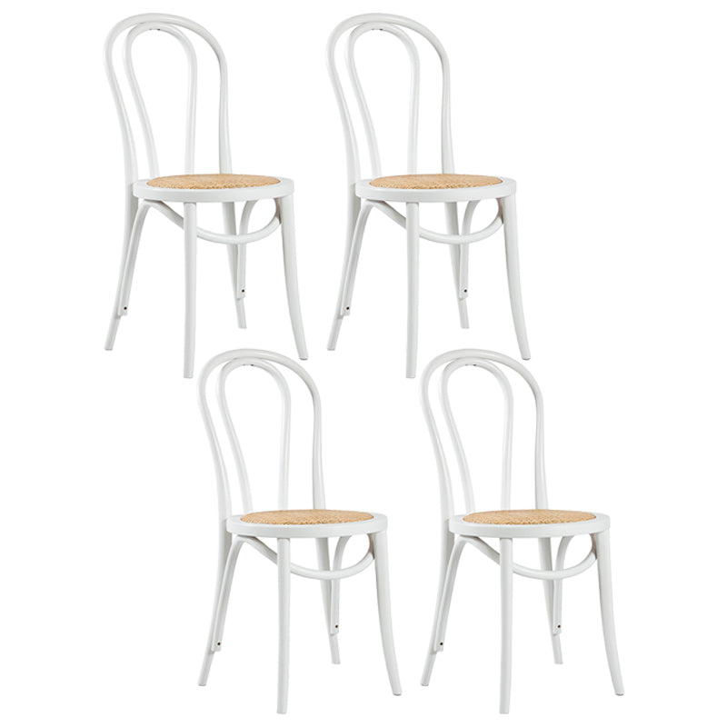 Contemporary Style Beech Wood Chiar Windsor Back Side Kitchen Dining Chair White Wicker & Rattan 4 Piece Set Clearhalo ' kitchen&dining_furn' 'Dining Chairs' 'Dining Tables & Seating' 'dining_chair' 'furn' 'furn_dining_chair' 'Furniture' 'furniture_dining_chair' 'Kitchen & Dining Furniture' 'kitchen' 3847079