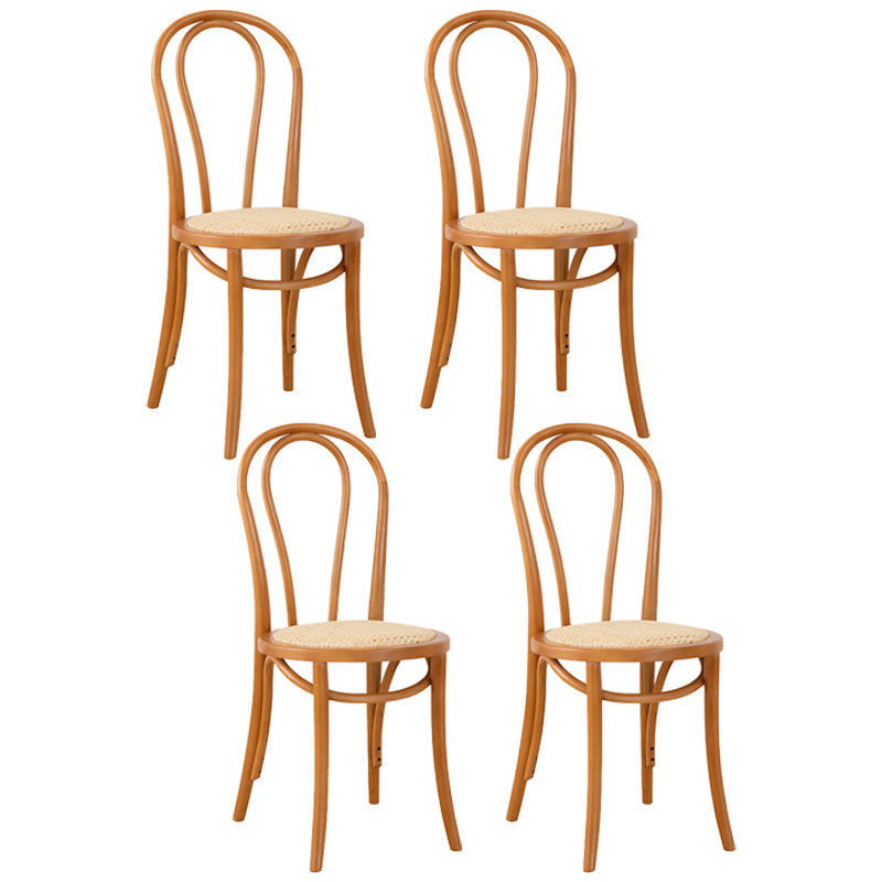 Contemporary Style Beech Wood Chiar Windsor Back Side Kitchen Dining Chair Light Brown Wicker & Rattan 4 Piece Set Clearhalo ' kitchen&dining_furn' 'Dining Chairs' 'Dining Tables & Seating' 'dining_chair' 'furn' 'furn_dining_chair' 'Furniture' 'furniture_dining_chair' 'Kitchen & Dining Furniture' 'kitchen' 3847093