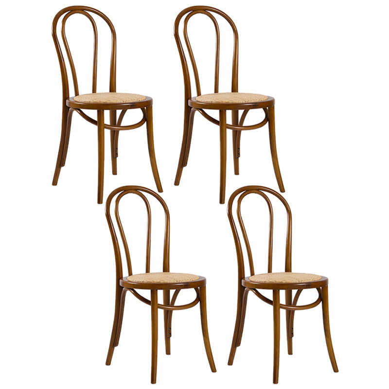 Contemporary Style Beech Wood Chiar Windsor Back Side Kitchen Dining Chair Walnut Wicker & Rattan 4 Piece Set Clearhalo ' kitchen&dining_furn' 'Dining Chairs' 'Dining Tables & Seating' 'dining_chair' 'furn' 'furn_dining_chair' 'Furniture' 'furniture_dining_chair' 'Kitchen & Dining Furniture' 'kitchen' 3847105
