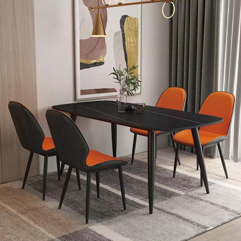 Contemporary Metal Dining Room Chairs Leather Dining Armless chairs for Home Use Clearhalo ' kitchen&dining_furn' 'Dining Chairs' 'Dining Tables & Seating' 'dining_chair' 'furn' 'furn_dining_chair' 'Furniture' 'furniture_dining_chair' 'Kitchen & Dining Furniture' 'kitchen' 3847108
