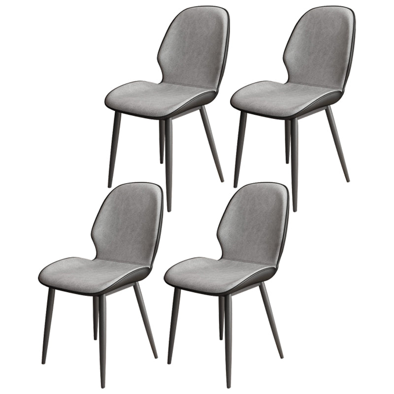 Contemporary Metal Dining Room Chairs Leather Dining Armless chairs for Home Use Grey 4 Piece Set Clearhalo ' kitchen&dining_furn' 'Dining Chairs' 'Dining Tables & Seating' 'dining_chair' 'furn' 'furn_dining_chair' 'Furniture' 'furniture_dining_chair' 'Kitchen & Dining Furniture' 'kitchen' 3847110