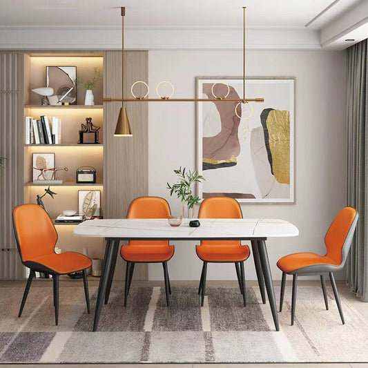 Contemporary Metal Dining Room Chairs Leather Dining Armless chairs for Home Use Clearhalo ' kitchen&dining_furn' 'Dining Chairs' 'Dining Tables & Seating' 'dining_chair' 'furn' 'furn_dining_chair' 'Furniture' 'furniture_dining_chair' 'Kitchen & Dining Furniture' 'kitchen' 3847111