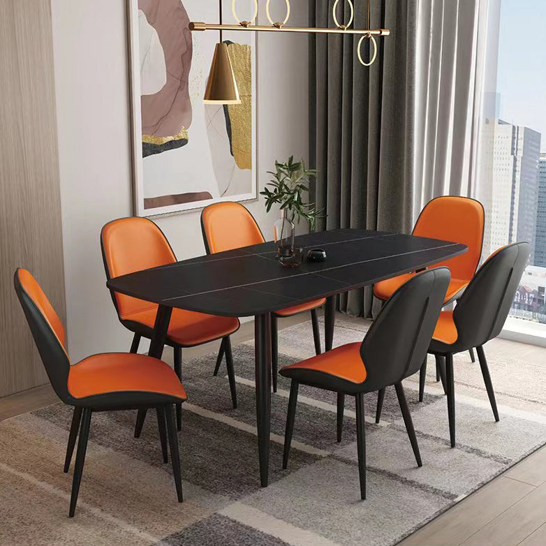 Contemporary Metal Dining Room Chairs Leather Dining Armless chairs for Home Use Clearhalo ' kitchen&dining_furn' 'Dining Chairs' 'Dining Tables & Seating' 'dining_chair' 'furn' 'furn_dining_chair' 'Furniture' 'furniture_dining_chair' 'Kitchen & Dining Furniture' 'kitchen' 3847112
