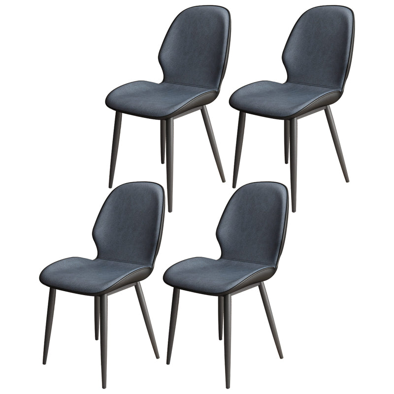 Contemporary Metal Dining Room Chairs Leather Dining Armless chairs for Home Use Blue 4 Piece Set Clearhalo ' kitchen&dining_furn' 'Dining Chairs' 'Dining Tables & Seating' 'dining_chair' 'furn' 'furn_dining_chair' 'Furniture' 'furniture_dining_chair' 'Kitchen & Dining Furniture' 'kitchen' 3847116