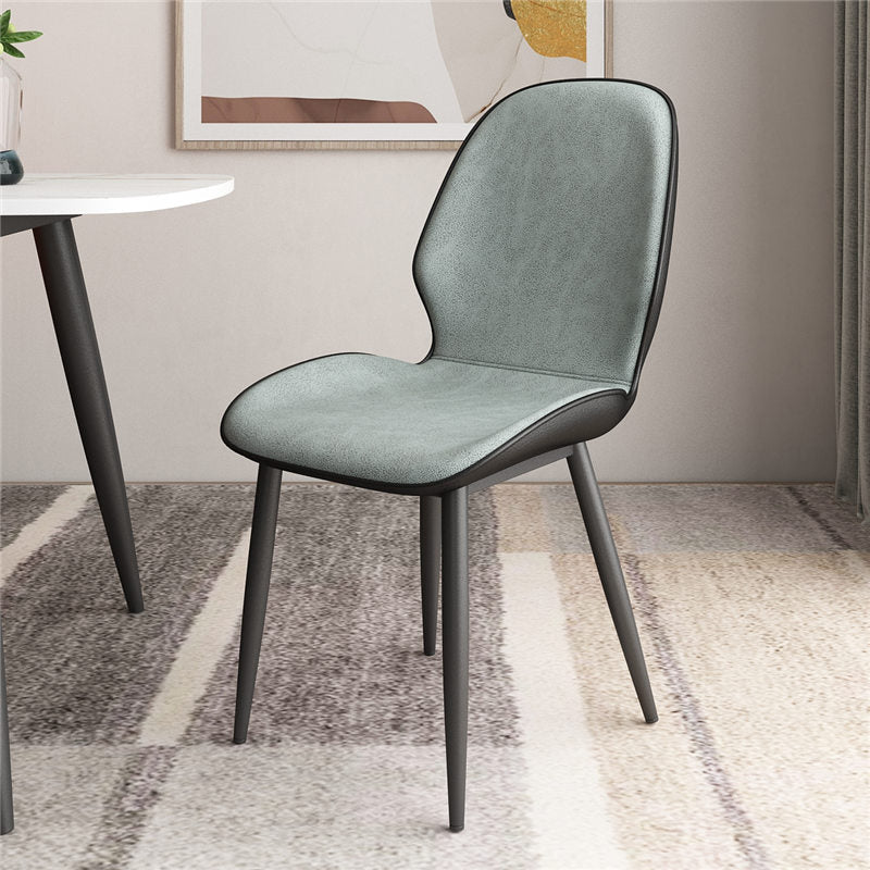 Contemporary Metal Dining Room Chairs Leather Dining Armless chairs for Home Use Light Green 1 Piece Clearhalo ' kitchen&dining_furn' 'Dining Chairs' 'Dining Tables & Seating' 'dining_chair' 'furn' 'furn_dining_chair' 'Furniture' 'furniture_dining_chair' 'Kitchen & Dining Furniture' 'kitchen' 3847118