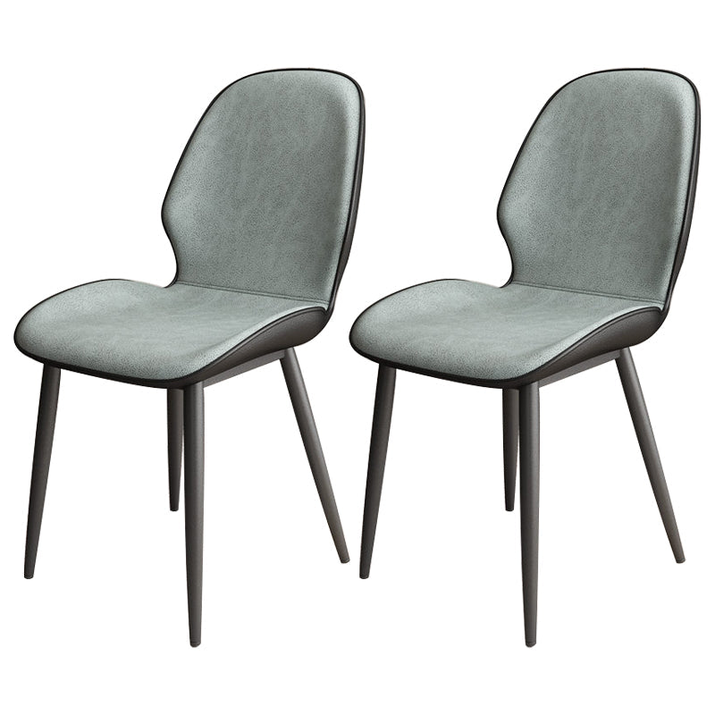 Contemporary Metal Dining Room Chairs Leather Dining Armless chairs for Home Use Light Green 2 Piece Set Clearhalo ' kitchen&dining_furn' 'Dining Chairs' 'Dining Tables & Seating' 'dining_chair' 'furn' 'furn_dining_chair' 'Furniture' 'furniture_dining_chair' 'Kitchen & Dining Furniture' 'kitchen' 3847120