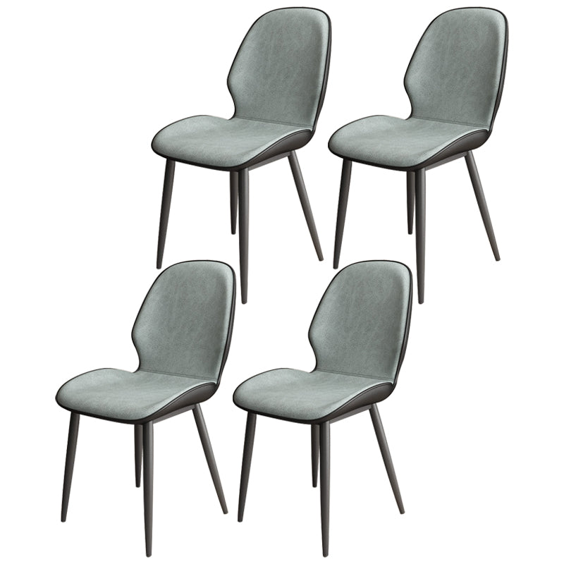 Contemporary Metal Dining Room Chairs Leather Dining Armless chairs for Home Use Light Green 4 Piece Set Clearhalo ' kitchen&dining_furn' 'Dining Chairs' 'Dining Tables & Seating' 'dining_chair' 'furn' 'furn_dining_chair' 'Furniture' 'furniture_dining_chair' 'Kitchen & Dining Furniture' 'kitchen' 3847122