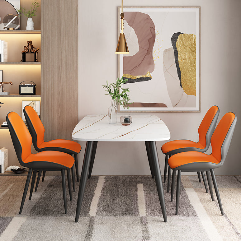 Contemporary Metal Dining Room Chairs Leather Dining Armless chairs for Home Use Clearhalo ' kitchen&dining_furn' 'Dining Chairs' 'Dining Tables & Seating' 'dining_chair' 'furn' 'furn_dining_chair' 'Furniture' 'furniture_dining_chair' 'Kitchen & Dining Furniture' 'kitchen' 3847126