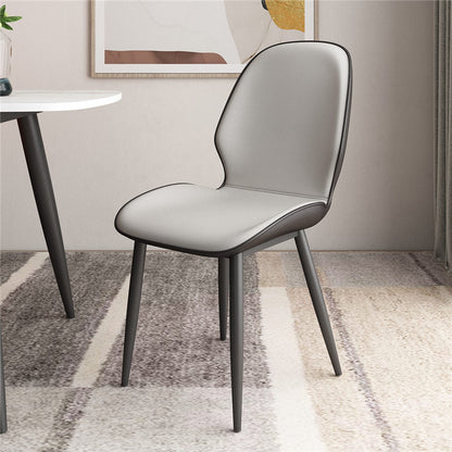 Contemporary Metal Dining Room Chairs Leather Dining Armless chairs for Home Use Gray-White 1 Piece Clearhalo ' kitchen&dining_furn' 'Dining Chairs' 'Dining Tables & Seating' 'dining_chair' 'furn' 'furn_dining_chair' 'Furniture' 'furniture_dining_chair' 'Kitchen & Dining Furniture' 'kitchen' 3847133