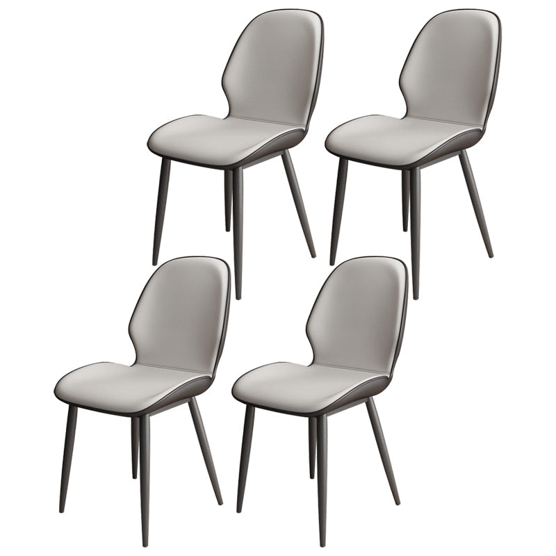 Contemporary Metal Dining Room Chairs Leather Dining Armless chairs for Home Use Gray-White 4 Piece Set Clearhalo ' kitchen&dining_furn' 'Dining Chairs' 'Dining Tables & Seating' 'dining_chair' 'furn' 'furn_dining_chair' 'Furniture' 'furniture_dining_chair' 'Kitchen & Dining Furniture' 'kitchen' 3847135
