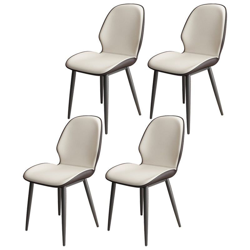 Contemporary Metal Dining Room Chairs Leather Dining Armless chairs for Home Use Off-White 4 Piece Set Clearhalo ' kitchen&dining_furn' 'Dining Chairs' 'Dining Tables & Seating' 'dining_chair' 'furn' 'furn_dining_chair' 'Furniture' 'furniture_dining_chair' 'Kitchen & Dining Furniture' 'kitchen' 3847141