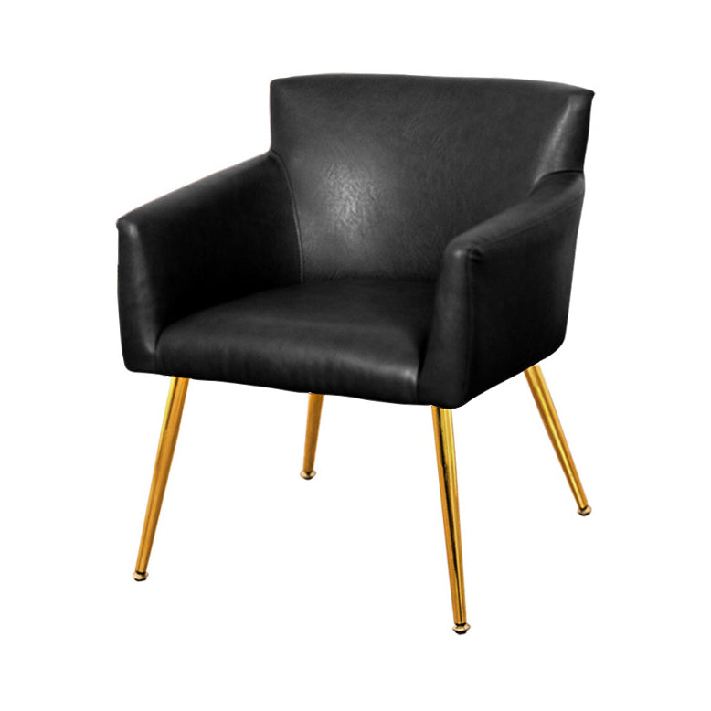 Scandinavian Home Arm Chair Upholstered Parsons Back Metal Single Dining Room Chair Black Brass Gold Clearhalo ' kitchen&dining_furn' 'Dining Chairs' 'Dining Tables & Seating' 'dining_chair' 'furn' 'furn_dining_chair' 'Furniture' 'furniture_dining_chair' 'Kitchen & Dining Furniture' 'kitchen' 3847144
