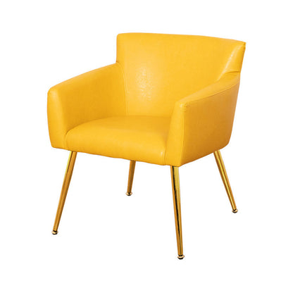 Scandinavian Home Arm Chair Upholstered Parsons Back Metal Single Dining Room Chair Yellow Brass Gold Clearhalo ' kitchen&dining_furn' 'Dining Chairs' 'Dining Tables & Seating' 'dining_chair' 'furn' 'furn_dining_chair' 'Furniture' 'furniture_dining_chair' 'Kitchen & Dining Furniture' 'kitchen' 3847147