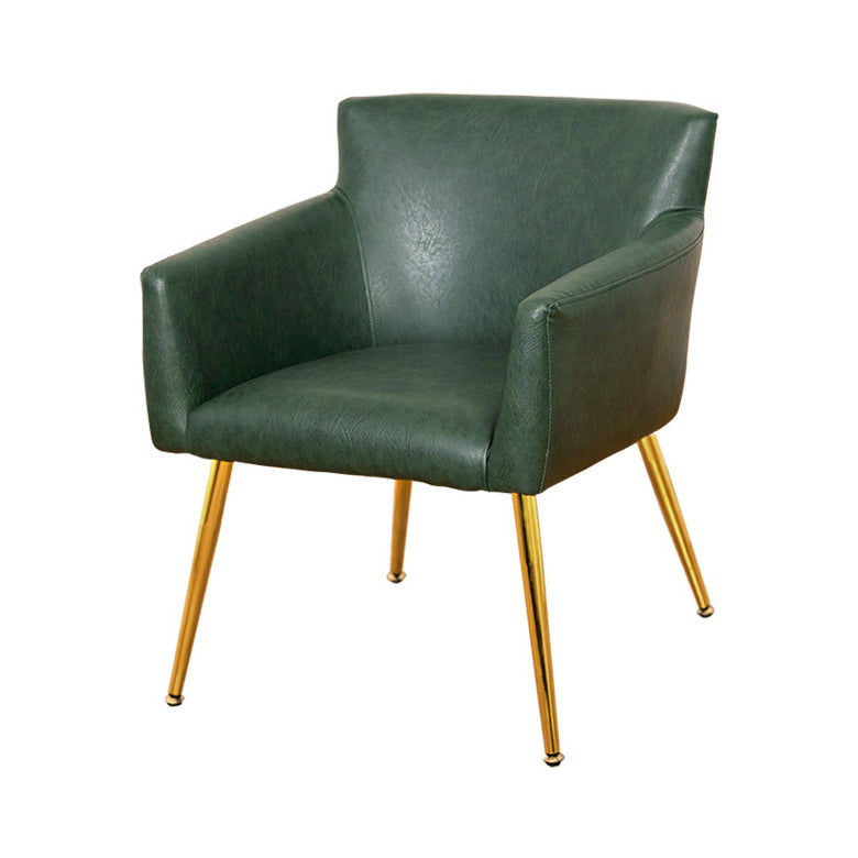 Scandinavian Home Arm Chair Upholstered Parsons Back Metal Single Dining Room Chair Green Brass Gold Clearhalo ' kitchen&dining_furn' 'Dining Chairs' 'Dining Tables & Seating' 'dining_chair' 'furn' 'furn_dining_chair' 'Furniture' 'furniture_dining_chair' 'Kitchen & Dining Furniture' 'kitchen' 3847154