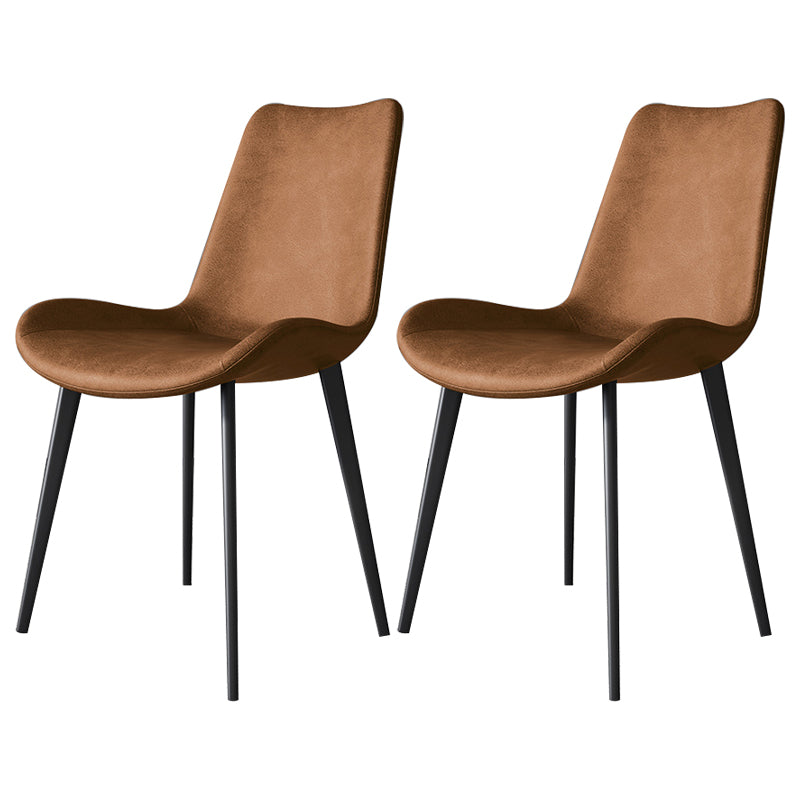 Contemporary Restaurant Upholstered Side Chair Matte Finish Parsons Dining Chair (Set of 2) Brown Clearhalo ' kitchen&dining_furn' 'Dining Chairs' 'Dining Tables & Seating' 'dining_chair' 'furn' 'furn_dining_chair' 'Furniture' 'furniture_dining_chair' 'Kitchen & Dining Furniture' 'kitchen' 3847160