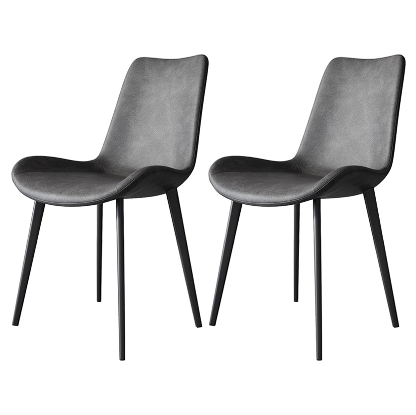 Contemporary Restaurant Upholstered Side Chair Matte Finish Parsons Dining Chair (Set of 2) Smoke Gray Clearhalo ' kitchen&dining_furn' 'Dining Chairs' 'Dining Tables & Seating' 'dining_chair' 'furn' 'furn_dining_chair' 'Furniture' 'furniture_dining_chair' 'Kitchen & Dining Furniture' 'kitchen' 3847161