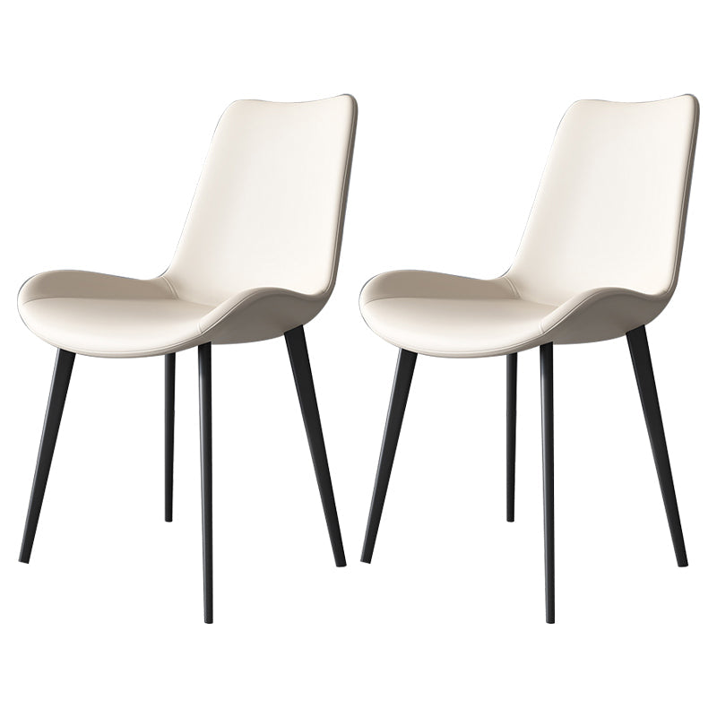 Contemporary Restaurant Upholstered Side Chair Matte Finish Parsons Dining Chair (Set of 2) Off-White Clearhalo ' kitchen&dining_furn' 'Dining Chairs' 'Dining Tables & Seating' 'dining_chair' 'furn' 'furn_dining_chair' 'Furniture' 'furniture_dining_chair' 'Kitchen & Dining Furniture' 'kitchen' 3847169