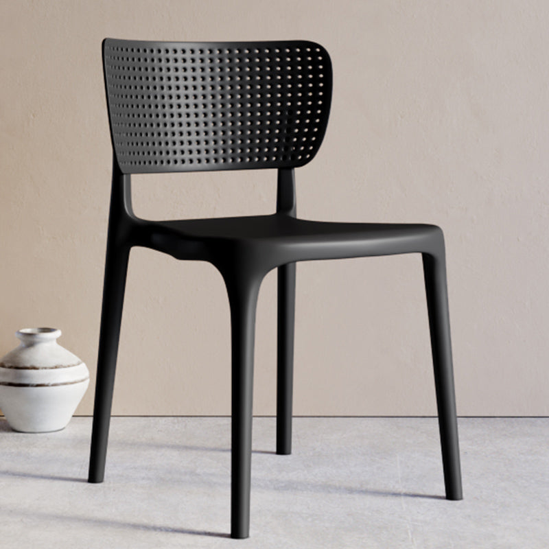 Modern Indoor-Outdoor Plastic Side Chair Armless Open Back Dining Chair Black 1 Piece Clearhalo ' kitchen&dining_furn' 'Dining Chairs' 'Dining Tables & Seating' 'dining_chair' 'furn' 'furn_dining_chair' 'Furniture' 'furniture_dining_chair' 'Kitchen & Dining Furniture' 'kitchen' 3847175