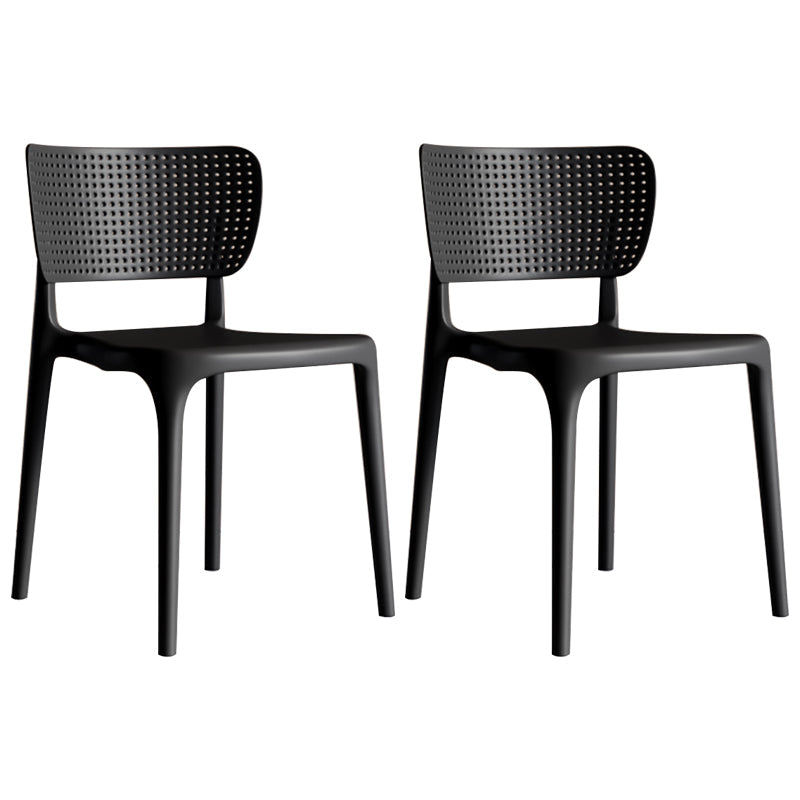 Modern Indoor-Outdoor Plastic Side Chair Armless Open Back Dining Chair Black 2 Piece Set Clearhalo ' kitchen&dining_furn' 'Dining Chairs' 'Dining Tables & Seating' 'dining_chair' 'furn' 'furn_dining_chair' 'Furniture' 'furniture_dining_chair' 'Kitchen & Dining Furniture' 'kitchen' 3847177