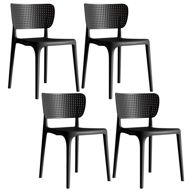 Modern Indoor-Outdoor Plastic Side Chair Armless Open Back Dining Chair Black 4 Piece Set Clearhalo ' kitchen&dining_furn' 'Dining Chairs' 'Dining Tables & Seating' 'dining_chair' 'furn' 'furn_dining_chair' 'Furniture' 'furniture_dining_chair' 'Kitchen & Dining Furniture' 'kitchen' 3847179