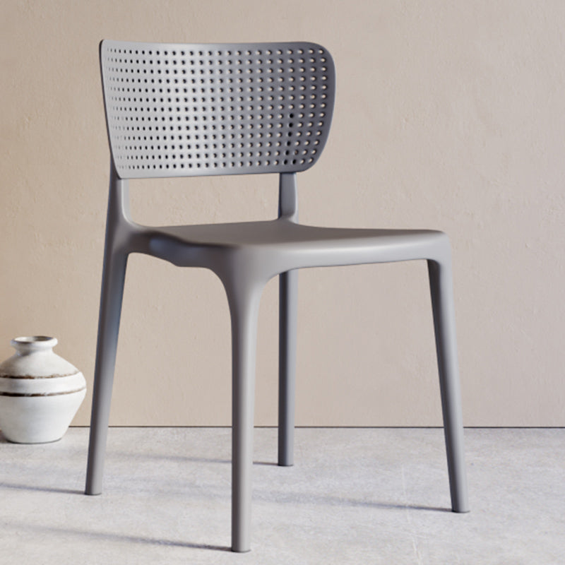 Modern Indoor-Outdoor Plastic Side Chair Armless Open Back Dining Chair Grey 1 Piece Clearhalo ' kitchen&dining_furn' 'Dining Chairs' 'Dining Tables & Seating' 'dining_chair' 'furn' 'furn_dining_chair' 'Furniture' 'furniture_dining_chair' 'Kitchen & Dining Furniture' 'kitchen' 3847181