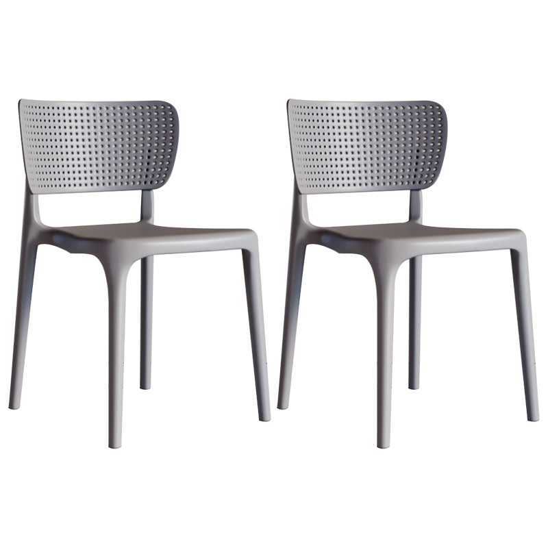 Modern Indoor-Outdoor Plastic Side Chair Armless Open Back Dining Chair Grey 2 Piece Set Clearhalo ' kitchen&dining_furn' 'Dining Chairs' 'Dining Tables & Seating' 'dining_chair' 'furn' 'furn_dining_chair' 'Furniture' 'furniture_dining_chair' 'Kitchen & Dining Furniture' 'kitchen' 3847183